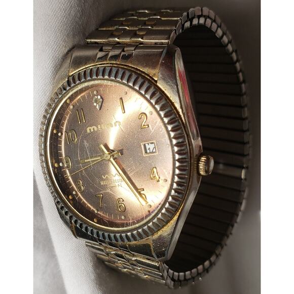 X10 MILAN WOMENS Rose Gold Diamond Gold WR100FT Chrono Japan Vtg Untested - Picture 1 of 6